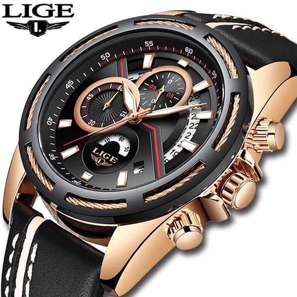 

relogio lige mens часы лучшие бренда роскошные мужские военные спортивные часы повседневная кожа водонепроницаемый кварцевые часы relogio ma, Slivery;brown