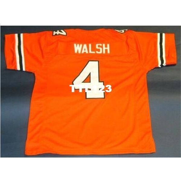 

custom 123 #4 steve walsh university of miami hurricanes orange college jersey size s-4xl or custom any name or number jersey, Black