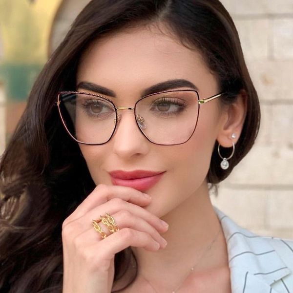 

sunglasses 95595 european and american fashion metal anti-blue glasses ladies literary large frame decoration flat, White;black