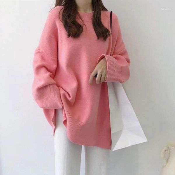 

2020 lazy wind loose sweet pink sweater women's knit sweater coat women fall fashion sweaters for women1, White;black