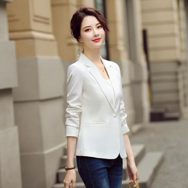 

women's suits & blazers professional office jacket 2021 autumn casual high-quality ladies blazer fashion suit interview female, White;black