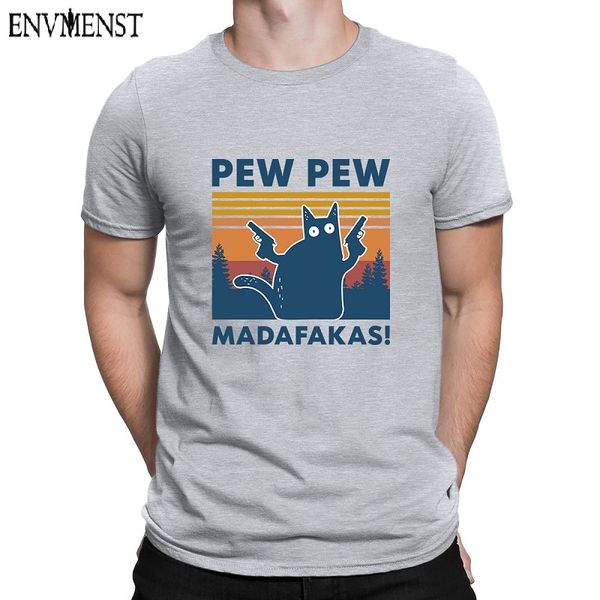 

спорт env pew pew madafakas t shirt новизна забавный кот урожай crew neck мужская футболка смешная рубашка юмор подарков короткий рукав мужс