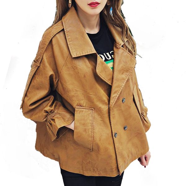 

motorcycle ugandan wallet, vintage street clothing, synthetic leather coat, women's loose coat 2020
