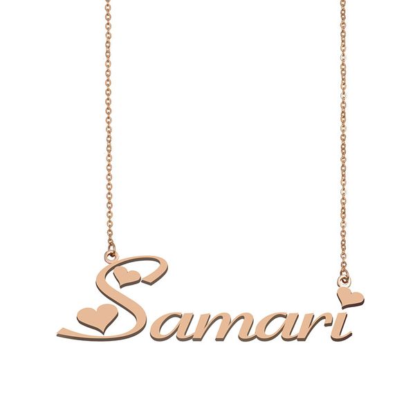 

samari name necklace custom nameplate pendant for women girls birthday gift kids friends jewelry 18k gold plated stainless steel, Silver