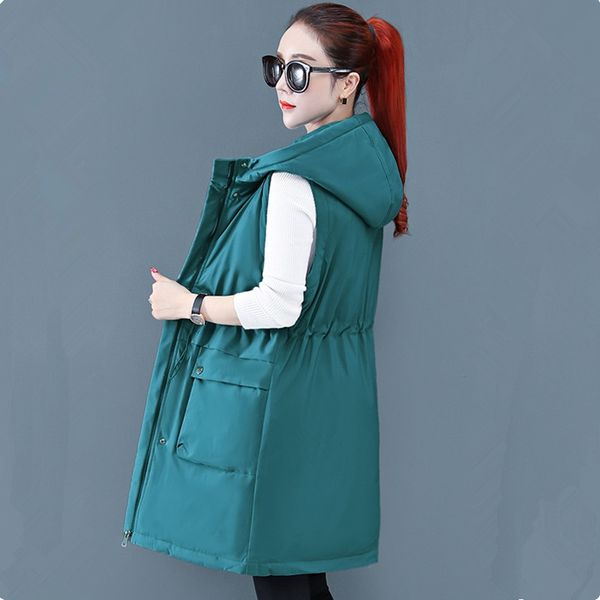 

2021 new fall winter vest with hood down female casual warm parker korean jacket plus size, Black;white