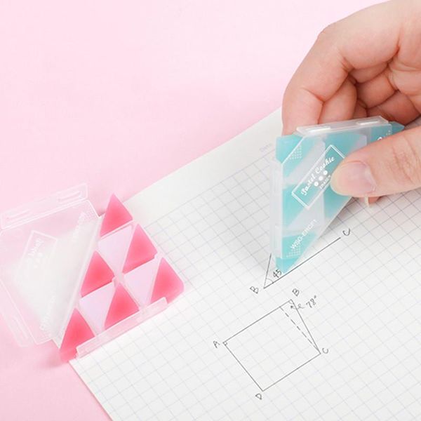 

1box colorful triangle rubber erasers durable flexible pencil eraser for students stationery school supplies for kids h wmtatb