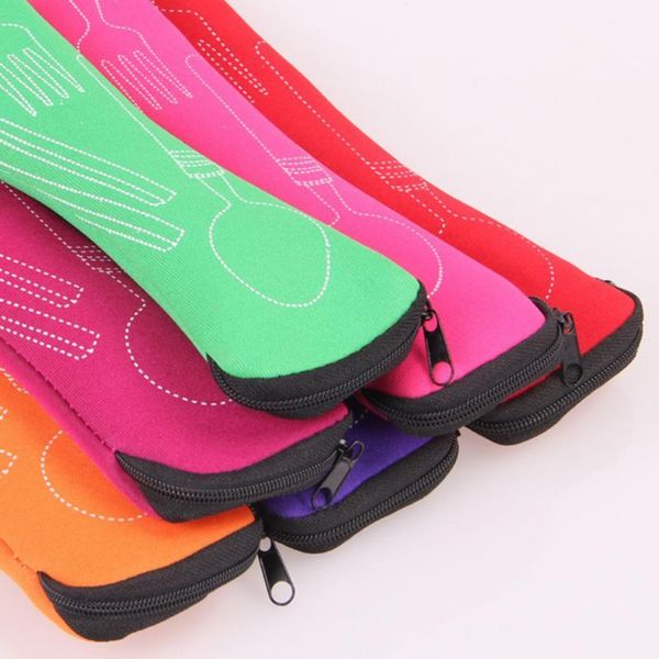 

1pcs portable tableware bag with zipper travel cutlery storage case camping picnic fork spoon tableware bag h wmtybg