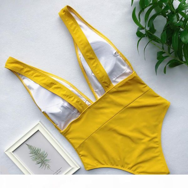 

v neck 2019 women swimwear high waist high cut one piece swimsuit female bather bathing suit swim bodysuit monokini, White;black