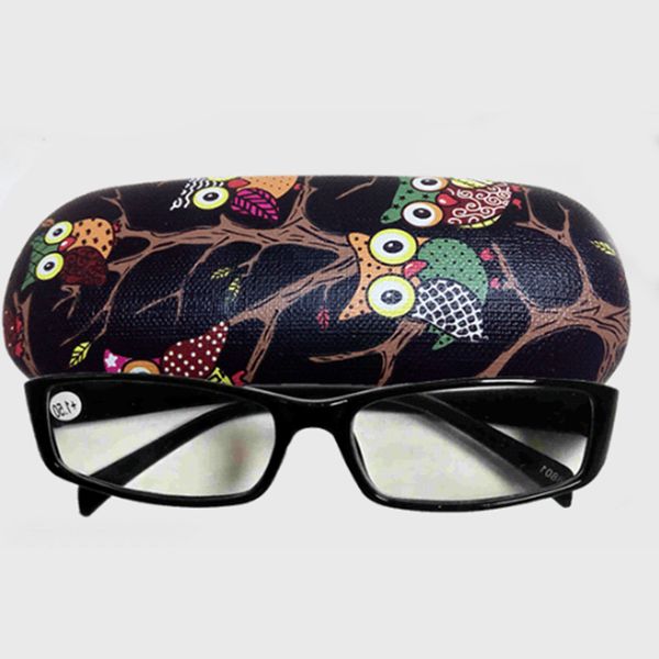 

owl animal pattern glasses folding hard pu leather portable reading eyewear case sunglasses protector box
