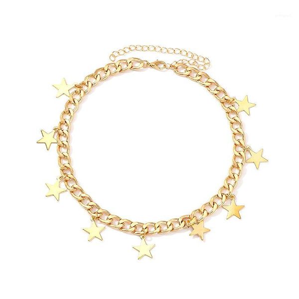 

chokers alloy star golden choker necklace for women jewelry collares chains friends novel girl accessories aesthetics suspension xl101511, Golden;silver