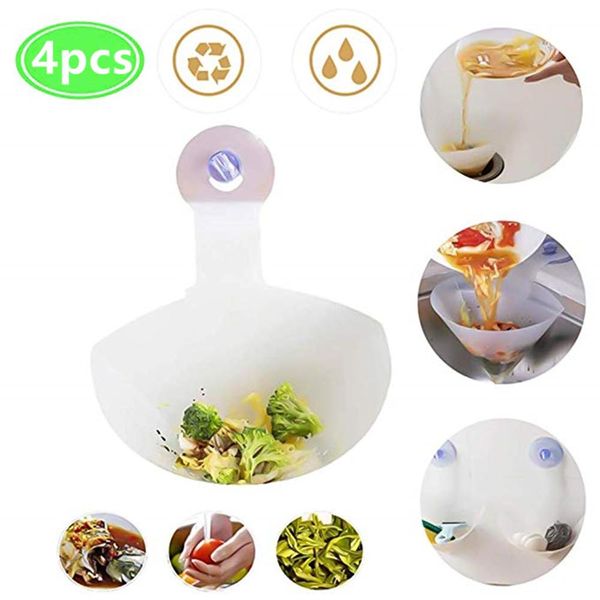 

гибкая антипробуксовочная складная хранение для 4шт еды воронка ванной сетчатый фильтр всасывания kitchen sink корзина bbycnk packing2010