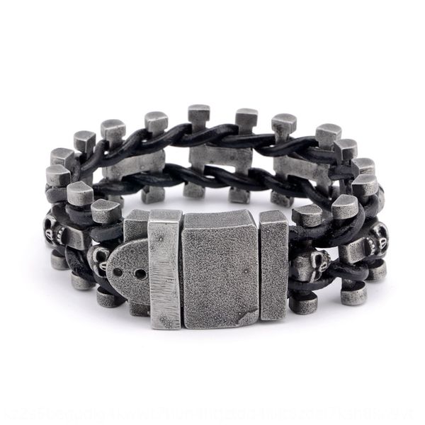 

titanium steel leather skeleton woven titanium bracelet belt belt steel beltleather skeleton woven bracelet 4281n, Golden;silver