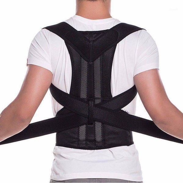 

back support adjustable corset brace posture correction belt sport shoulder corrector1, Black;blue