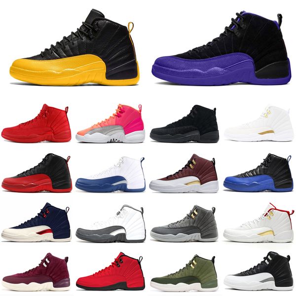 

12 university gold men basketball shoes 12s jumpman fiba dark grey concord game royal punch mens trainer fashion sports sneakers