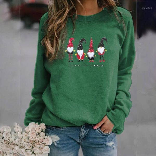 

women's hoodies & sweatshirts cute santa claus print woman sweatshirt long sleeve casual o neck women clothes loose hoodie christmas pu, Black