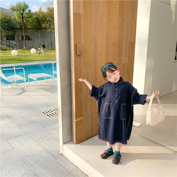 

spring new foreign sle college 2021 versatile little girl's long sve work drs fashion q208 fird, Red;yellow