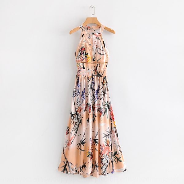 

b3386 духовых женщин новое лето 2019 висит шеи платье воротник открытой спиной зашнуровать печати платье jyh8j, Black;gray