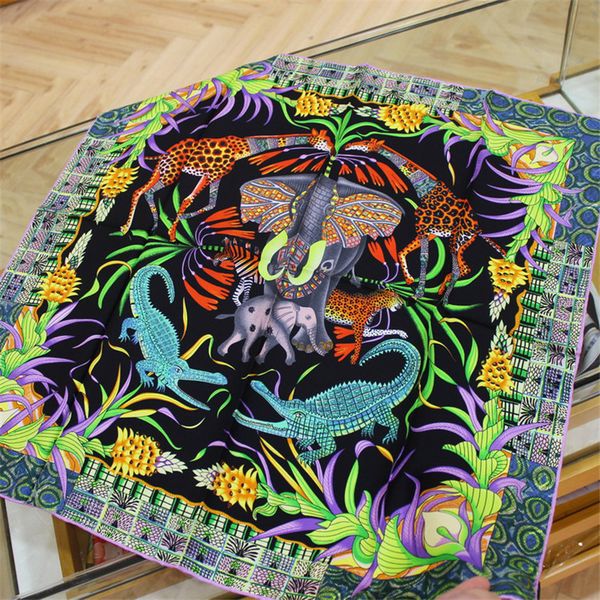 

100% pure twill silk scarf for ladies animals print square scarves small head handkerchief wholesale hijab rolled wraps 70x70cm, Blue;gray