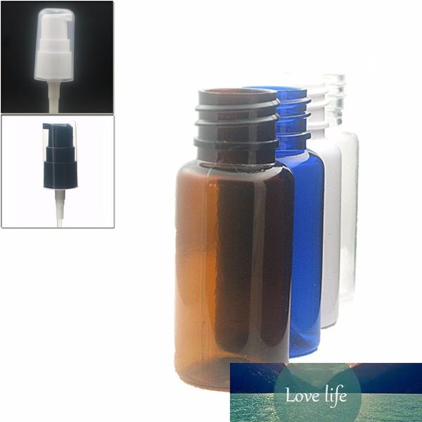 15 ml runde, leere Plastikflaschen, klare/weiße/bernsteinfarbene/blaue PET-Flasche mit weiß/schwarzer Behandlungspumpe, Lotionskopf X10