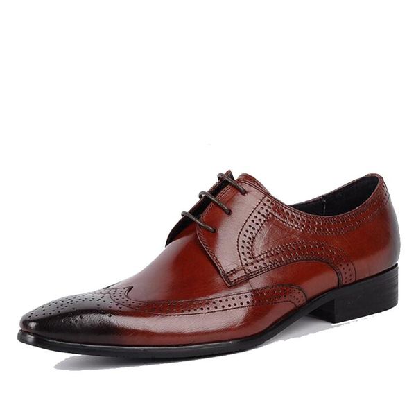 

sipriks genuine leather brown dress shoes for men burgundy wedding party brogue pointed toe business office men suits gents shoe, Black