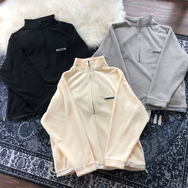 

europeu 2021 novo e americano moda polar velo alto pescoo metade zper anti-nevoeiro multi-linha camisola esportes pulver pfrp, Black;brown
