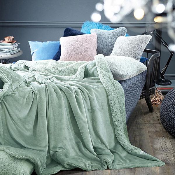 

winter thick keep warm blanket solid color flannel soft sofa throw blanket for home office air conditioning bedspread blankets