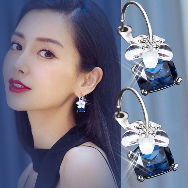 

flower earrings for female jewelry 2021 new arrival fashion rhinestone earrings classic geometric women dangle earrings, Silver