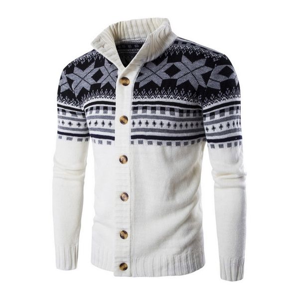 

mens cardigan sweaters autumn warm christmas sweater men fashion printed jacket coat casual stand collar knitting 201202, White;black