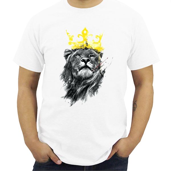 

men's lastest fashion short sleeve king of lion printed funny s hipster cool hip hop streetwear hooded sweatshirt hoodie men t shirt