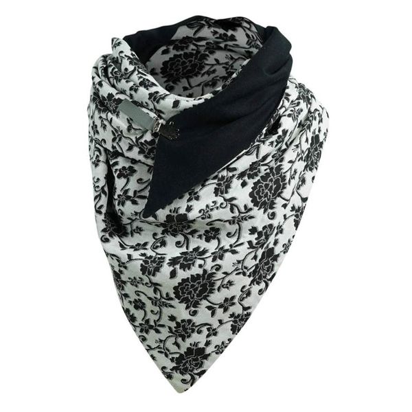 

flower printing scarves fashion women button scarf soft wrap casual warm scarves shawls 2020 retro multi-purpose shawl #bl5, Blue;gray