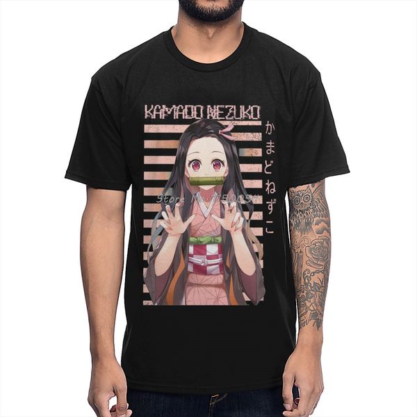 

sport cute anime girl nezuko kimetsu no yaiba demon slayer t shirt men cotton unique design t-shirt funny tshirt tees harajuku