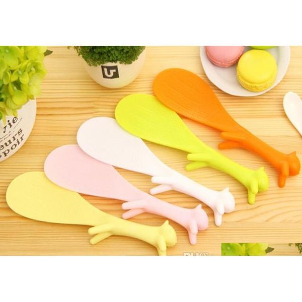 

fedex dhl 100pcs/lot cute plastic handle squirrel spoon vertical non-stick rice spoon creat jllauo jhhome