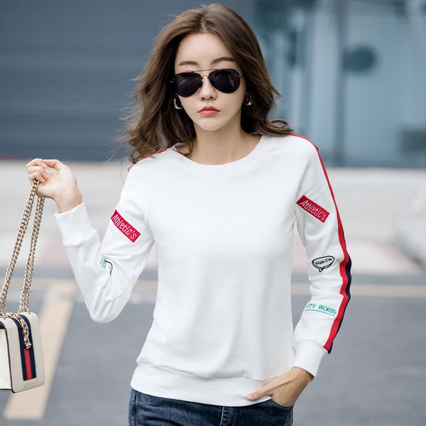 

casual girl sweatshirt long sleeve spring autumn thin sweatshirt fashion women's cotton tshirt, Black