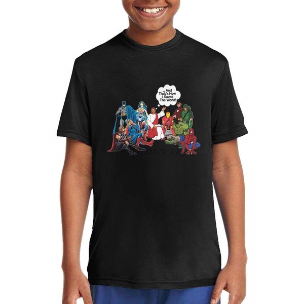 

morrisxuzmorris jesus and superheroes that's how i saved the world christian short sleeve teenage's black sport sweatshirt hoodie