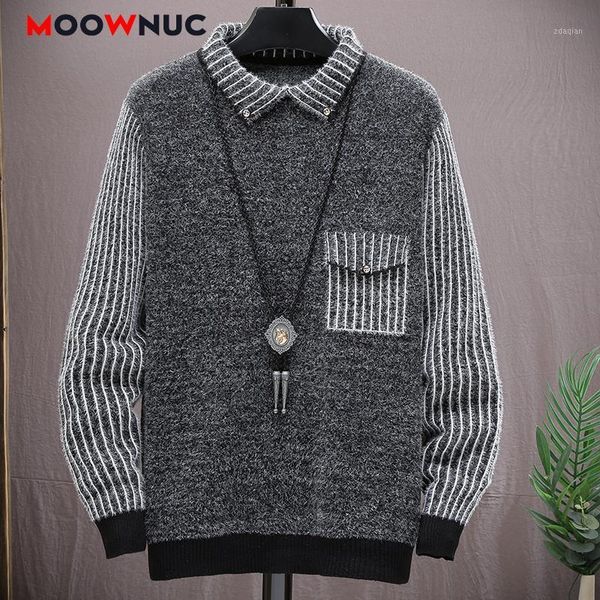

men's sweaters casual pullover male 2021 fashion sweater for men striped high-quality spring autumn long sleeve slim hombre youth moown, White;black