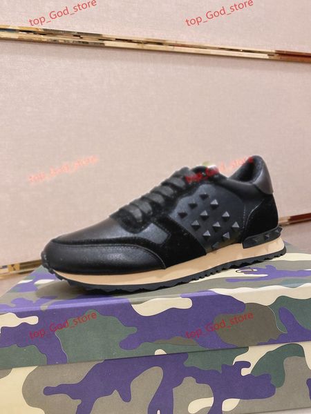 

luxury designer rock stud sneaker shoes women,men casual shoes rock runner trainer party wedding shoes, Black