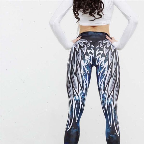 

women high waist leggings pants slim feather print sports leggings fitness breathable running sportwear silm sport leggings 30, Black