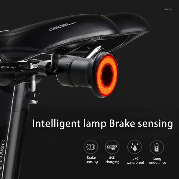 

bike lights bicycle night riding taillight brake induction mountain light usb charging waterproof led sport sens fluorescent safe1