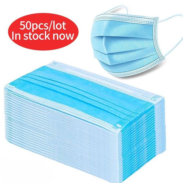 

fast shipping face us anti mask stock disposable dust non woven 3-ply safe protective with e f9co