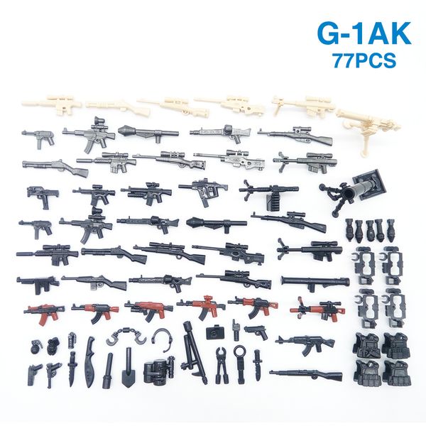 

77pcs оружие пакет gun военные pubg аксессуары мини солдаты рисунок playmobil building block brick обучающие дети kid игрушка