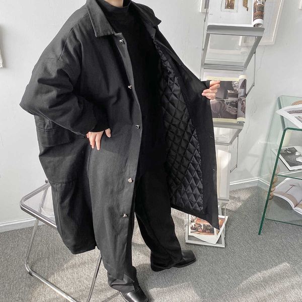 

chic winter warm windbreaker with cotton thickened long men's minority coat, Tan;black