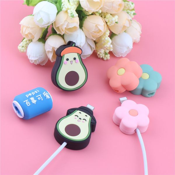 

vip1pcs мультфильм животных укус protector симпатичные usb зарядный кабель шнура держатель провода силикон организатор winder обложка для ip