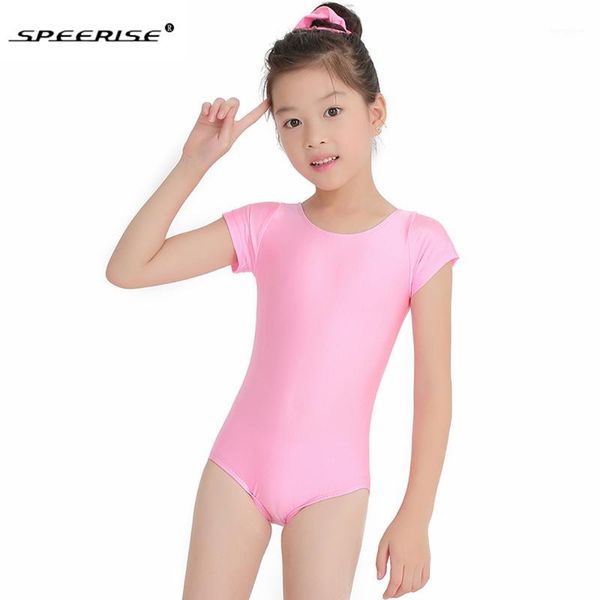 

speerise girls cap short sleeve leotard ballet dance spandex lycra leotard unitard for kids youth children gymnastic leotards1, Black;red