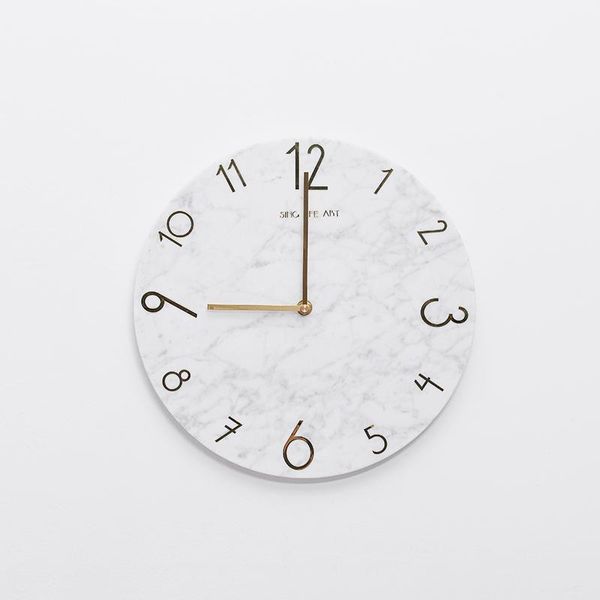 Wanduhren Uhr Stille Einfache Kupfer Nordic Marmor Wohnzimmer Stilvolle Reloj Decorativo Garten Wohnkultur XX60WC1