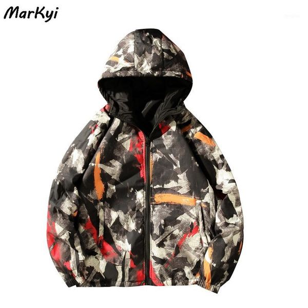 

markyi 2020 new wear on both sides thick coats down parkas for men plus size 5xl camouflage men parka cotton1, Black