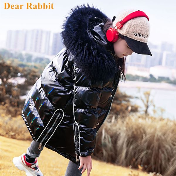

2020 winter down jacket for boys coats girl clothes children's waterproof clothing thicken outerwear parka real fur kids 5-14 y 0927, Blue;gray