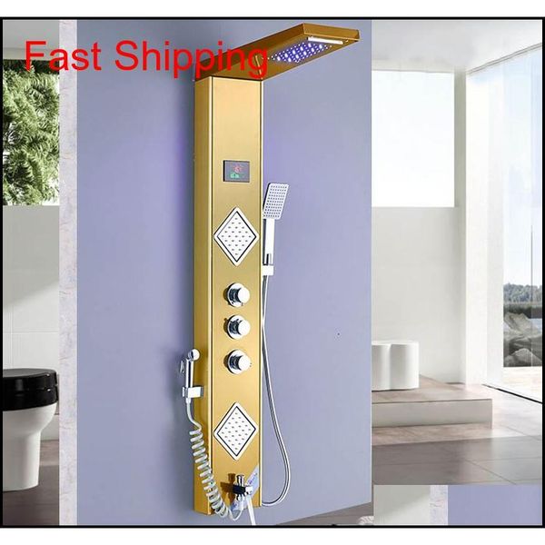 

led rain waterfall shower panel tower system black shower column tower digital temperature digital display screen 3 jlldkr trustbde