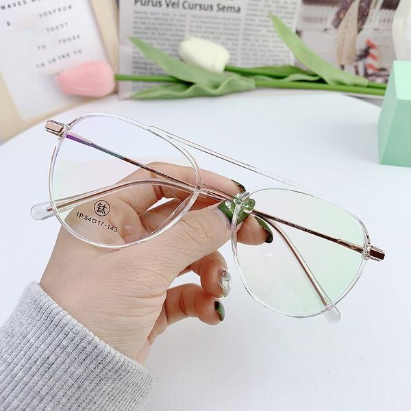 

sunglasses 46986 titanium round glasses frame men women optical fashion computer eyeglasses, White;black