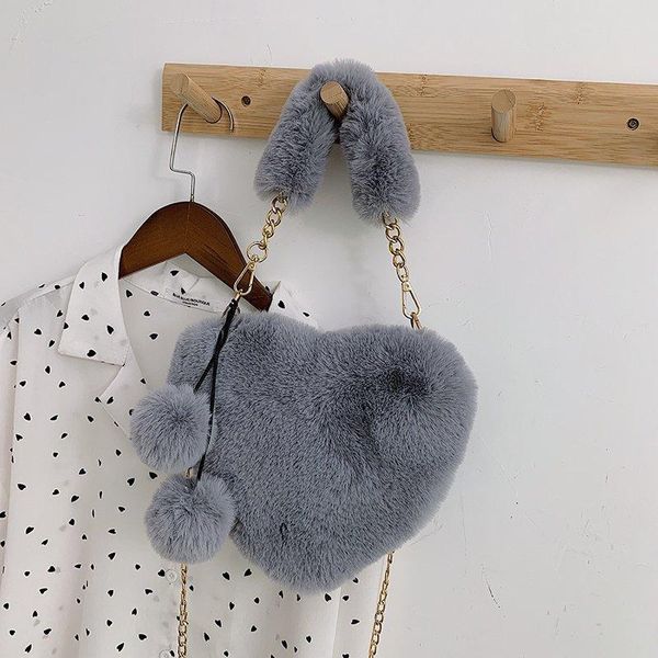 

candy color plush bag women's bag 2020 new cute portable love chain one shoulder fashion autumn and winter messenger