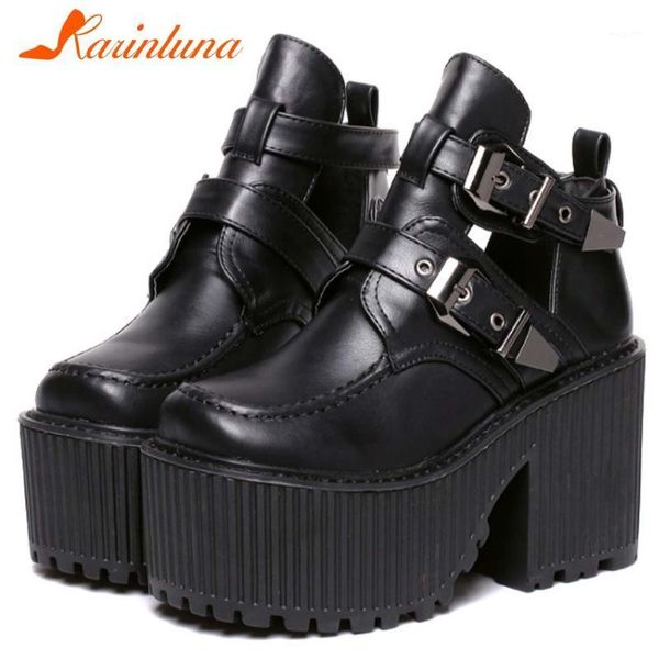 

boots karin 2021 arrivels fashion shoes platform punk gothic buckle straps female footwear1, Black